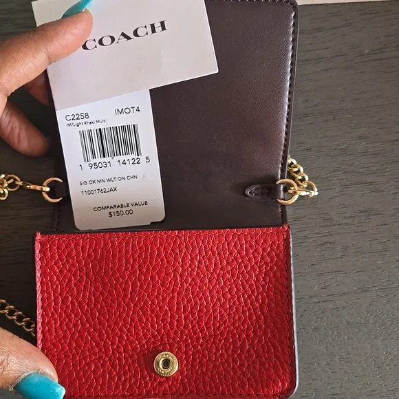 Coach Mini Beige Crossbody Bag with Gold Chain - Picture 5 of 10